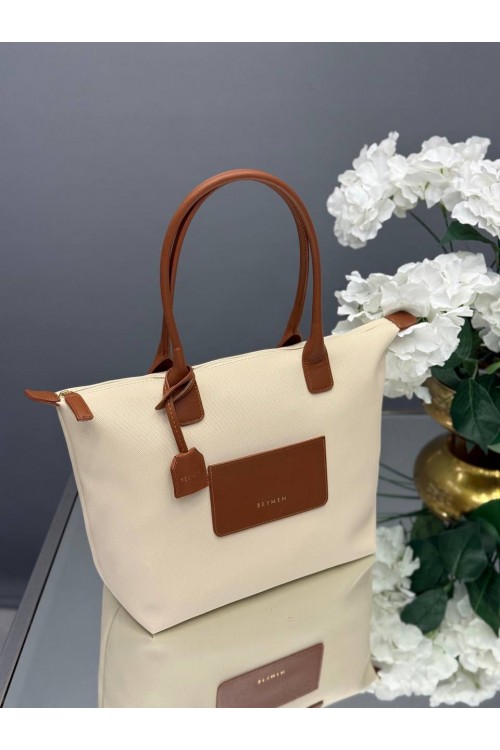 BEYMEN LUXURY EL VE OMUZ ÇANTASI - KREM RENK