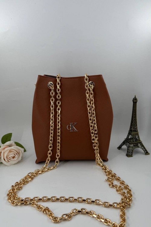 CALVIN KLEIN ZİNCİRLİ KADIN ÇANTA - TABA