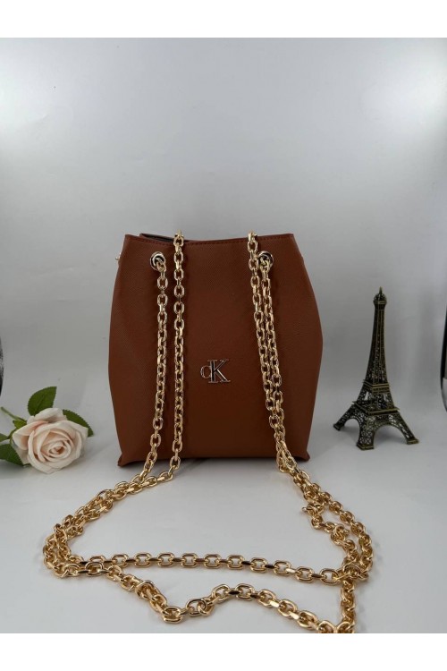 CALVIN KLEIN ZİNCİRLİ KADIN ÇANTA - TABA