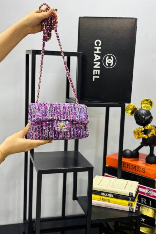 CHANEL FLAP 1.75 KUMAŞ ÇANTA - MOR