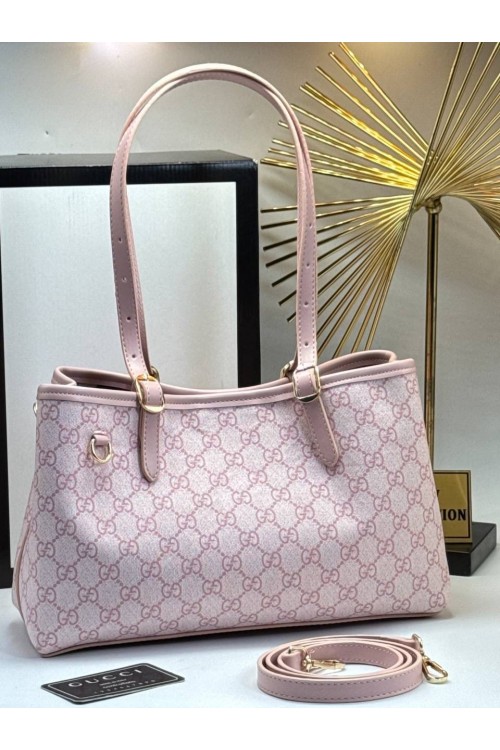 GUCCI GG EMBLEM ORTA BOY TOTE ÇANTA - PUDRA